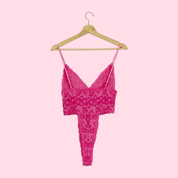 FREDERICK'S PINK LACE BODYSUIT (M)