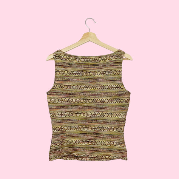 MULTICOLOR PATTERNED KNIT TANK (L)