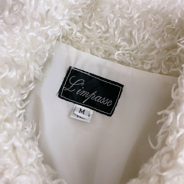 WHITE FAUX FUR JACKET (M)