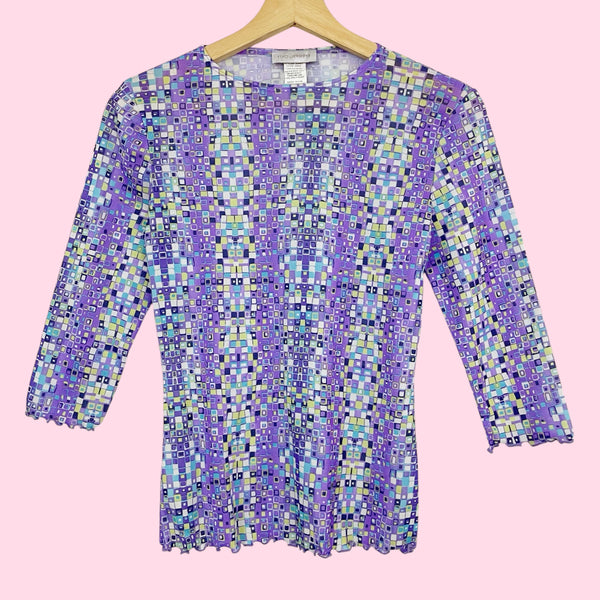 GEOMETRIC PRINT MESH TOP (M)