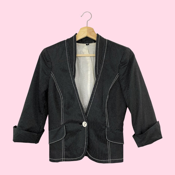 BEBE PINSTRIPE LACE UP JACKET (4/6)