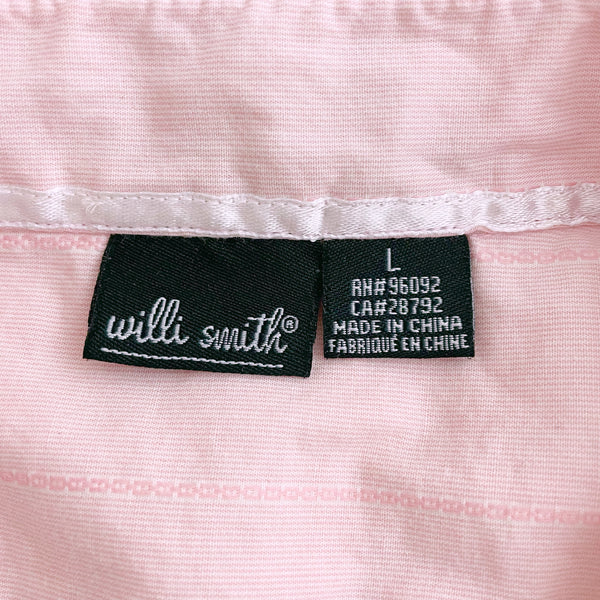 LIGHT PINK STRIPE TIE SLEEVE BLOUSE (L)