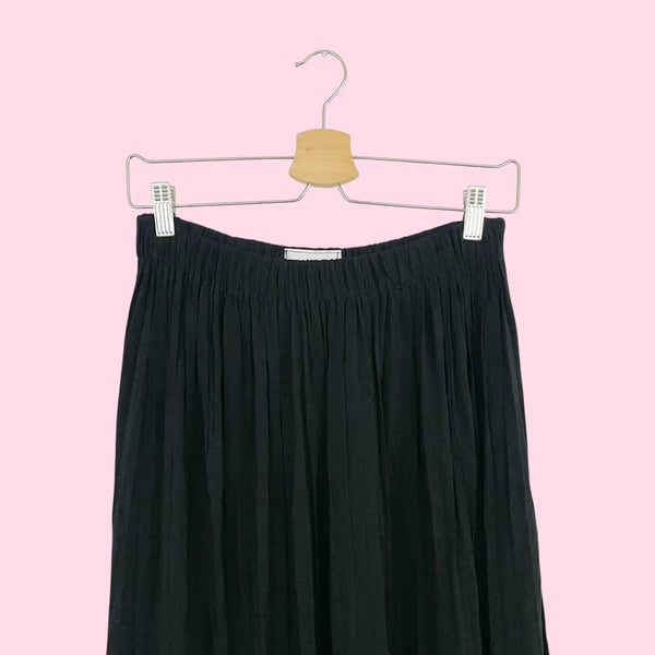BLACK PLEATED WESTERN MAXI SKIRT (S-L)