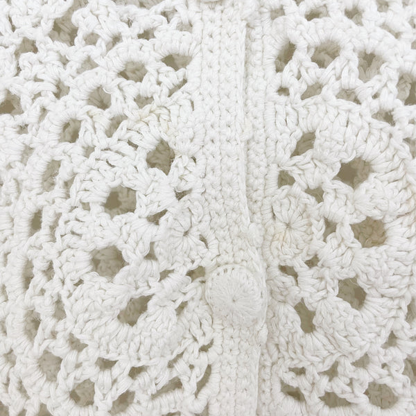 WHITE CROCHET S/S CARDIGAN (M/L)