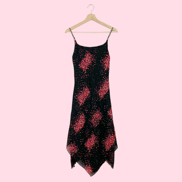 BLACK CONFETTI MIDI DRESS (S)