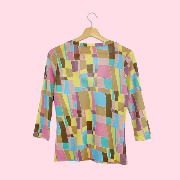 WAVY GEOMETRIC MESH TOP (M)