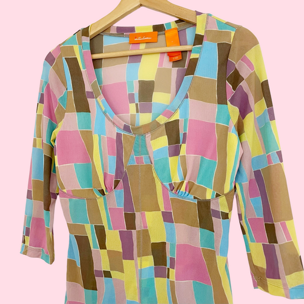 WAVY GEOMETRIC MESH TOP (M)