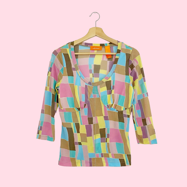 WAVY GEOMETRIC MESH TOP (M)