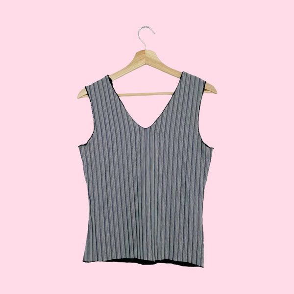 BLACK STRIPED PANELED TANK (M/L)