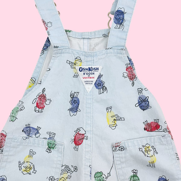 90S OSHKOSH B'GOSH THUMBPRINT OVERALLS (2T)