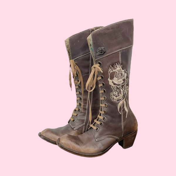 SIREN BY MARK NASON EMBROIDERED LEATHER BOOTS (7)