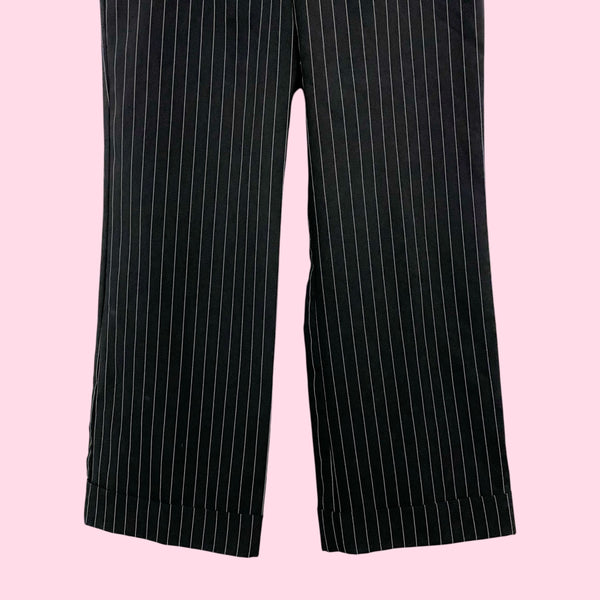 BLACK PINSTRIPE CUFFED OFFICE SIREN PANTS (13)