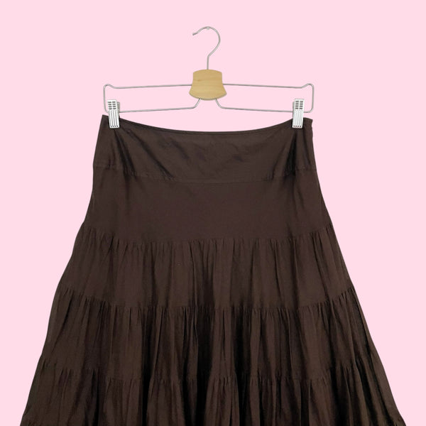 BROWN TIERED MIDI SKIRT (4)