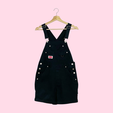BLACK COTTON OVERALL SHORTS (S)