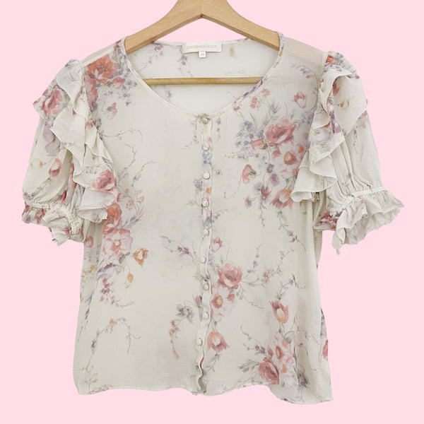 LOVESHACKFANCY SILK FLORAL TOP (XS)