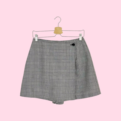 GRAY PLAID MINI SKORT (27")