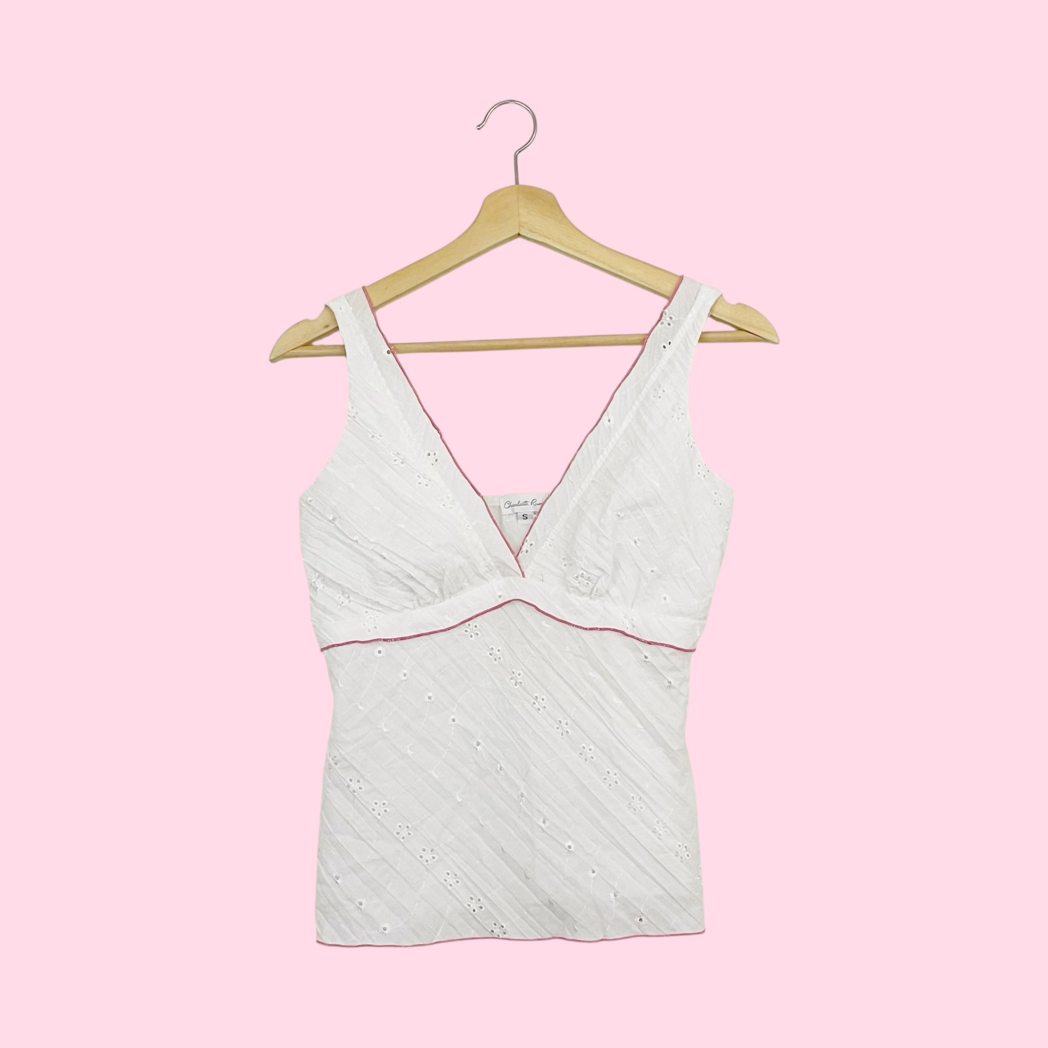 Y2K WHITE EYELET TANK TOP (S)