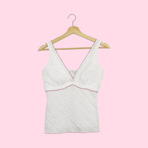 Y2K WHITE EYELET TANK TOP (S)