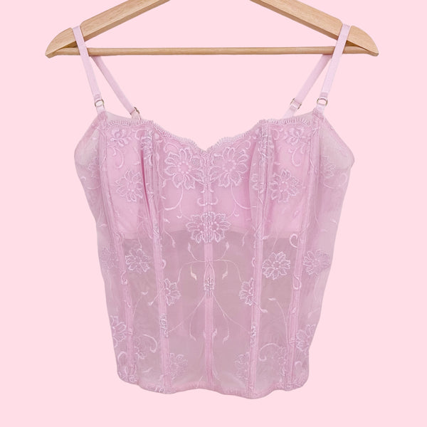 PINK METALLIC FLORAL CORSET (36B)