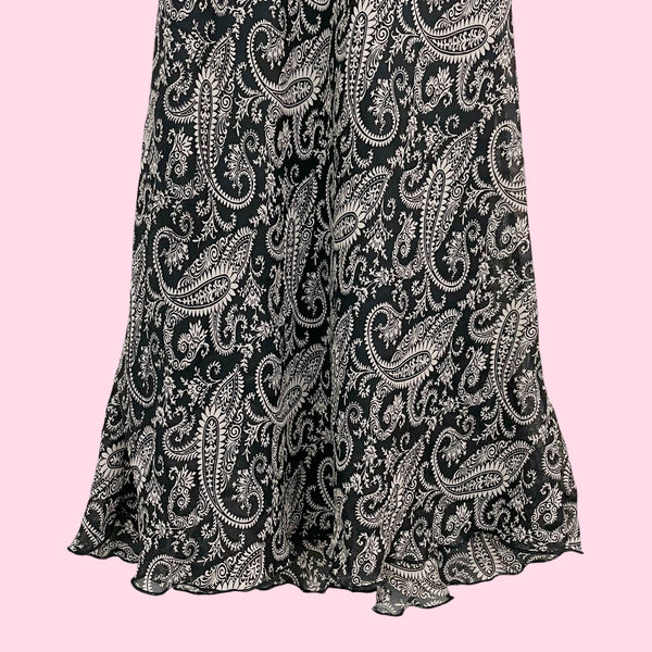 PAISLEY PRINT TIE BACK MIDI DRESS (S)