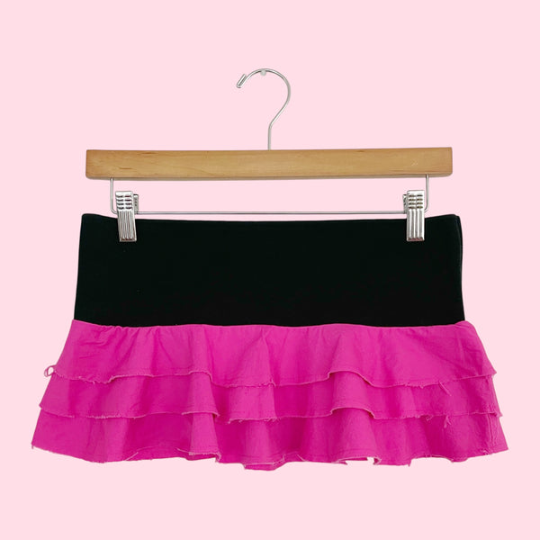 Y2K Pink Ruffle Micro Mini Skirt (S)