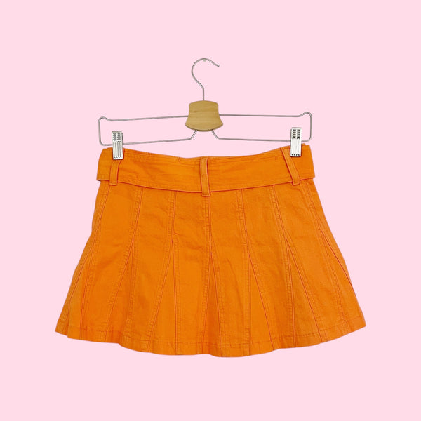 ORANGE PANELED MINI SKIRT W/ BELT (S)