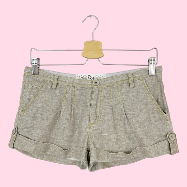 METALLIC LINEN LOW RISE SHORTS (S)