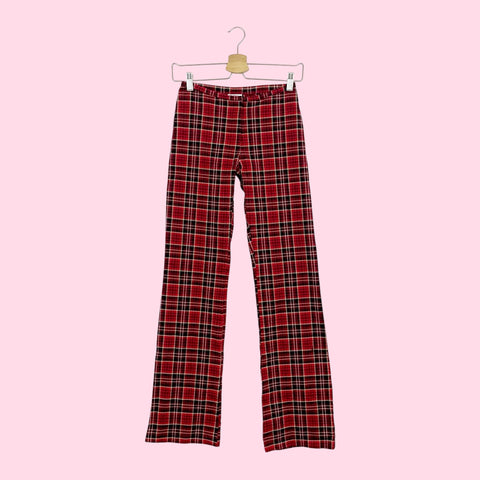 RED PLAID BOOTCUT PANTS (2)