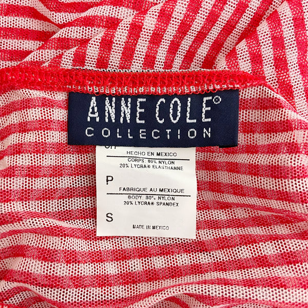 RED + WHITE STRIPED MESH HALTER DRESS (S)