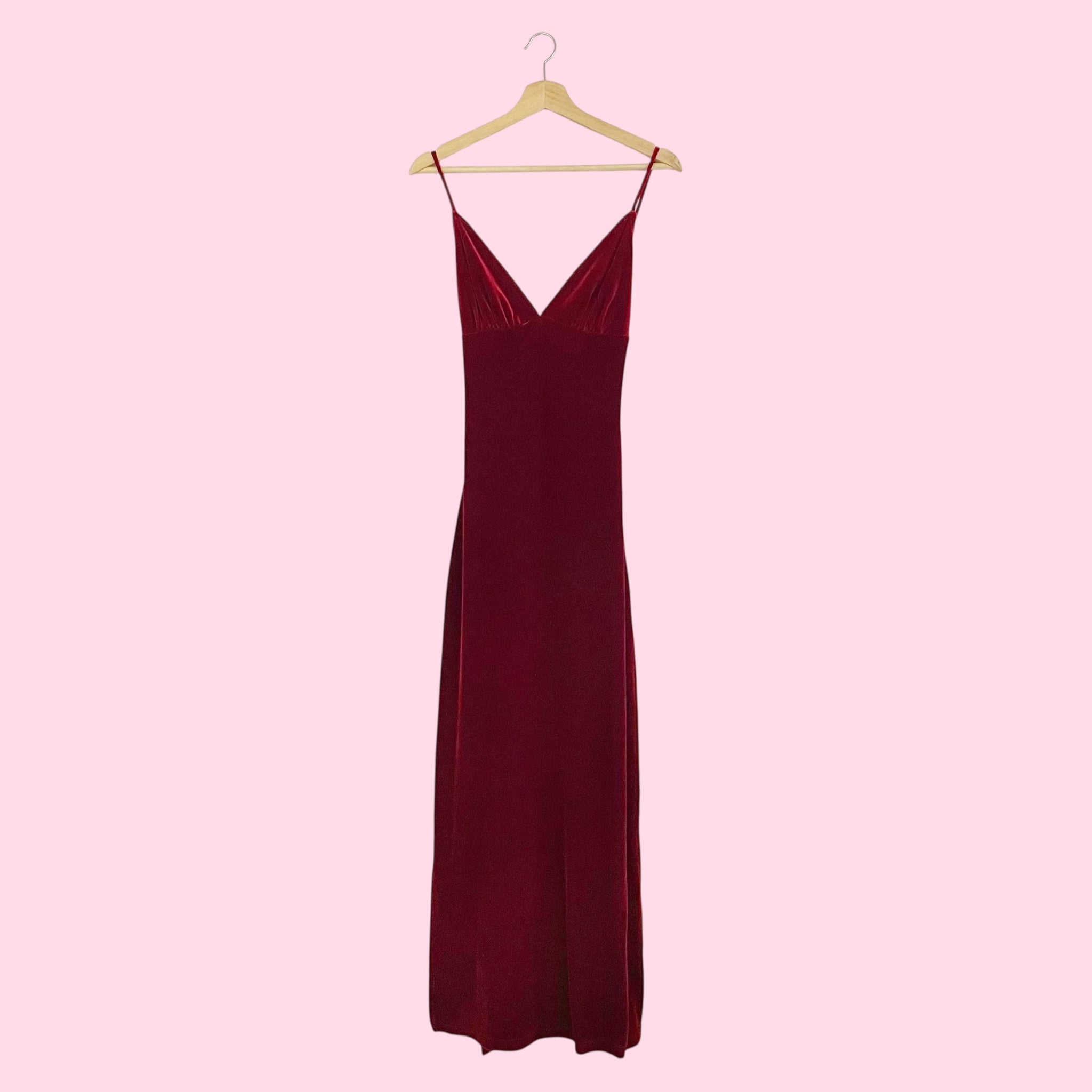 FREDERICK'S RED VELVET MAXI DRESS (XS)
