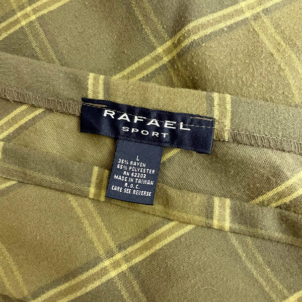 OLIVE GREEN PLAID MAXI SKIRT (L)