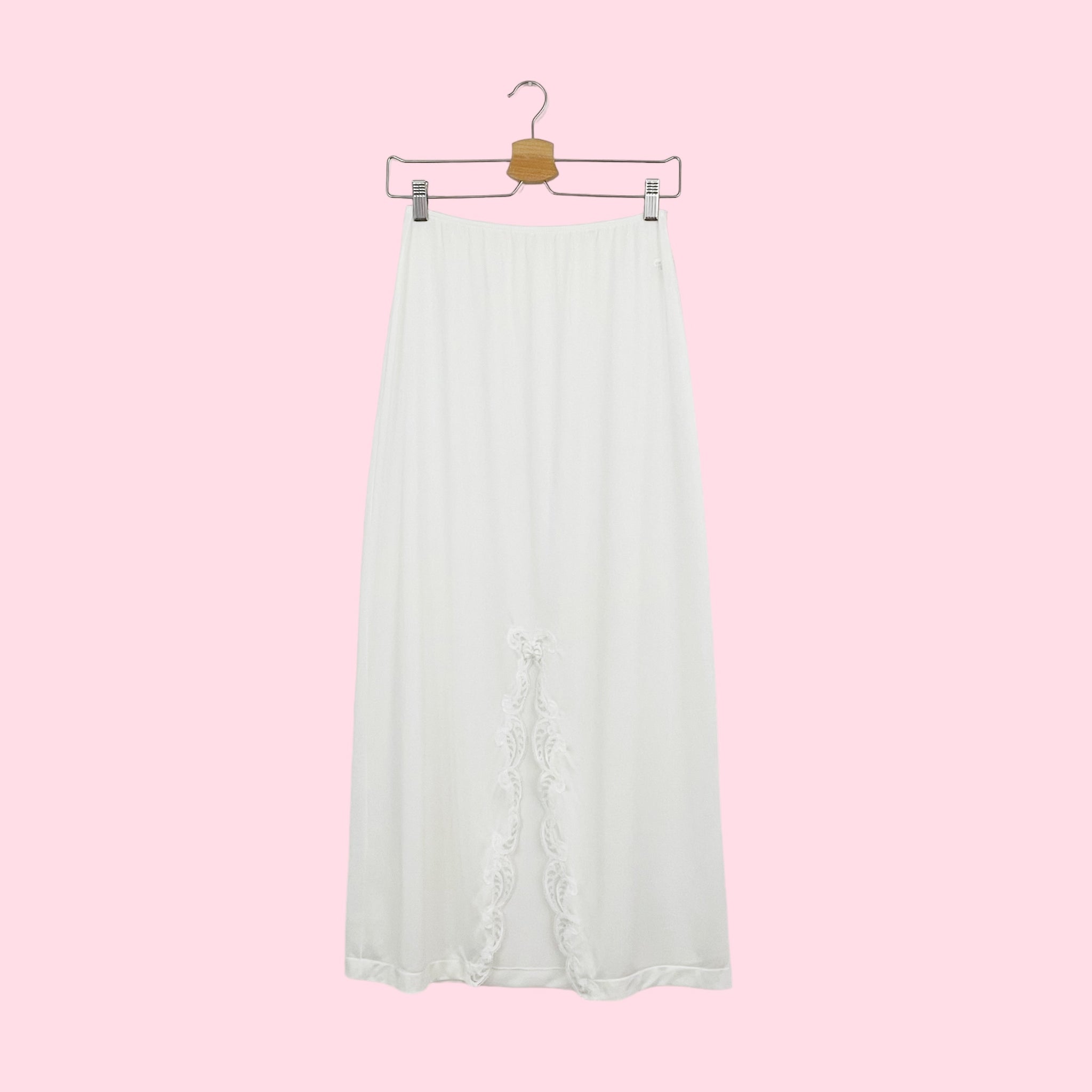 WHITE MAXI SLIP SKIRT (M)