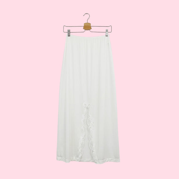 WHITE MAXI SLIP SKIRT (M)