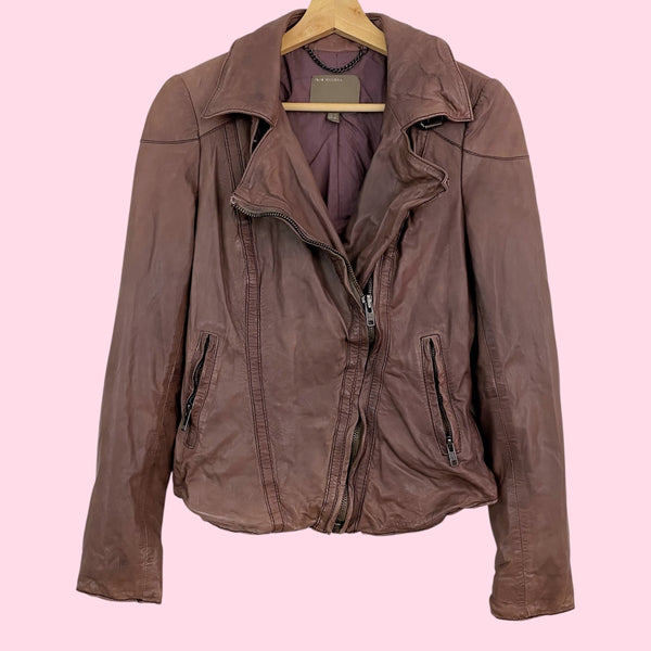 Muubaa Brown Leather Moto Jacket (6)