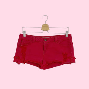 Y2K RED LOW RISE MICRO MINI SHORTS (28)
