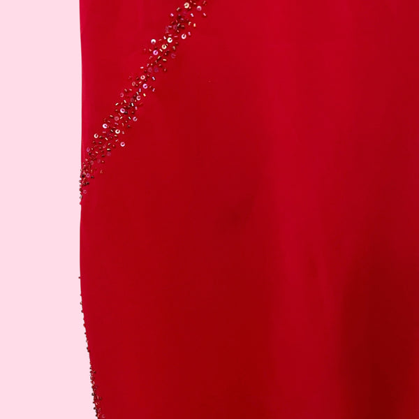 RED BEADED ASYMMETRICAL MIDI DRESS (2)