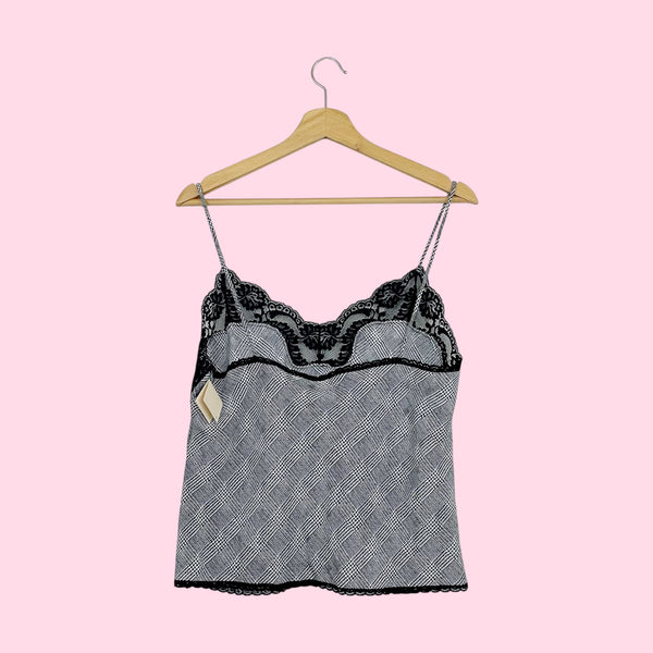 BLACK + WHITE HOUNDSTOOTH SLIP TANK (M)