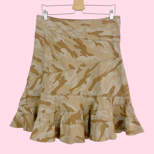 DKNY TAN CAMO PANELED MIDI SKIRT (8)
