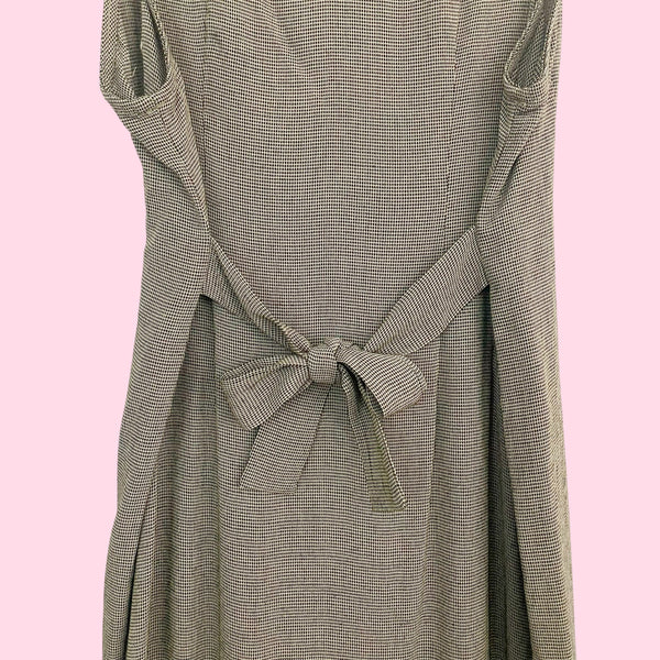 90s Mini Houndstooth Tie Back Maxi Dress (S)