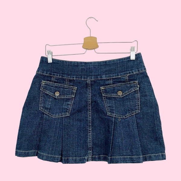 DARK DENIM PLEATED MINI SKIRT (11/12)