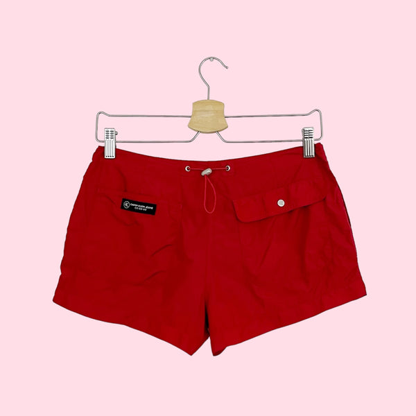 CK RED NYLON LOW RISE SHORTS (5)
