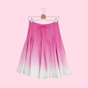 PINK + WHITE OMBRE LINEN MIDI SKIRT (XS/S)
