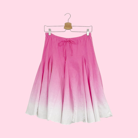 PINK + WHITE OMBRE LINEN MIDI SKIRT (XS/S)