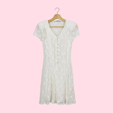 WHITE LACE MINI DRESS (S)