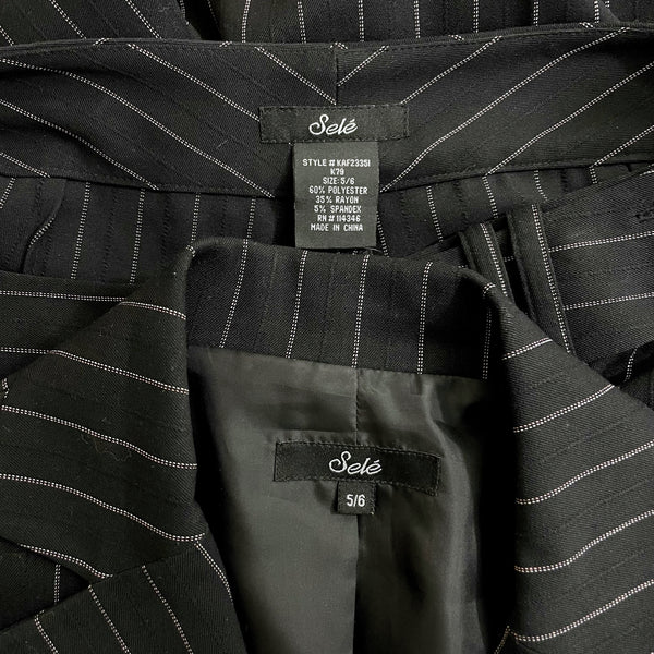 Y2K BLACK + PINK PINSTRIPE 2 PIECE SUIT (S)