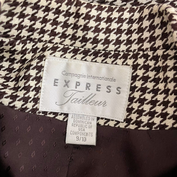 90s Express Brown + Cream Houndstooth Jacket (M)
