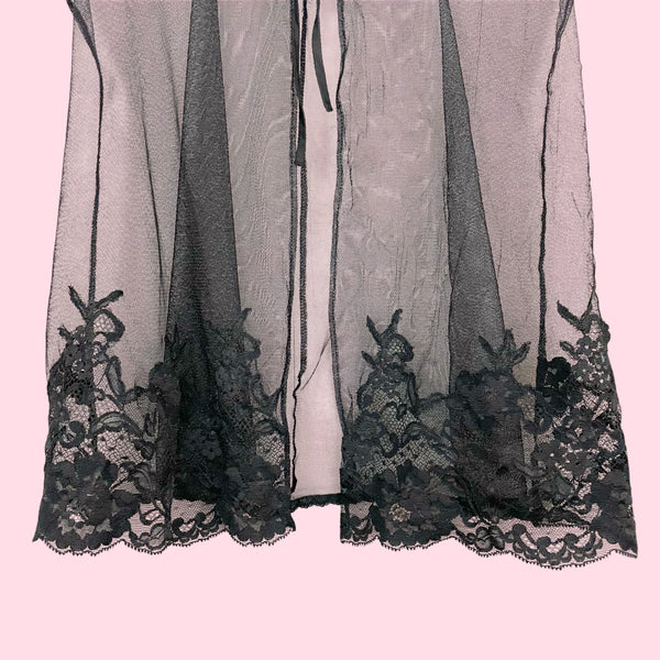 VICTORIA'S SECRET BLACK TIE FRONT BABYDOLL (S)