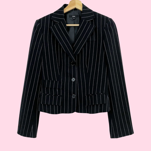 Y2K BLACK + PINK PINSTRIPE 2 PIECE SUIT (S)