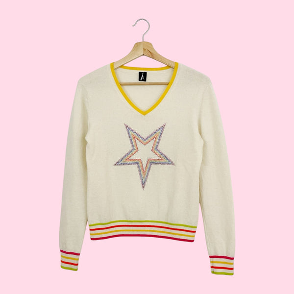 CASHMERE RHINESTONE STAR SWEATER (M)