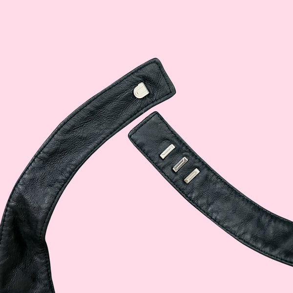BLACK LEATHER HALTER TOP (18/20)